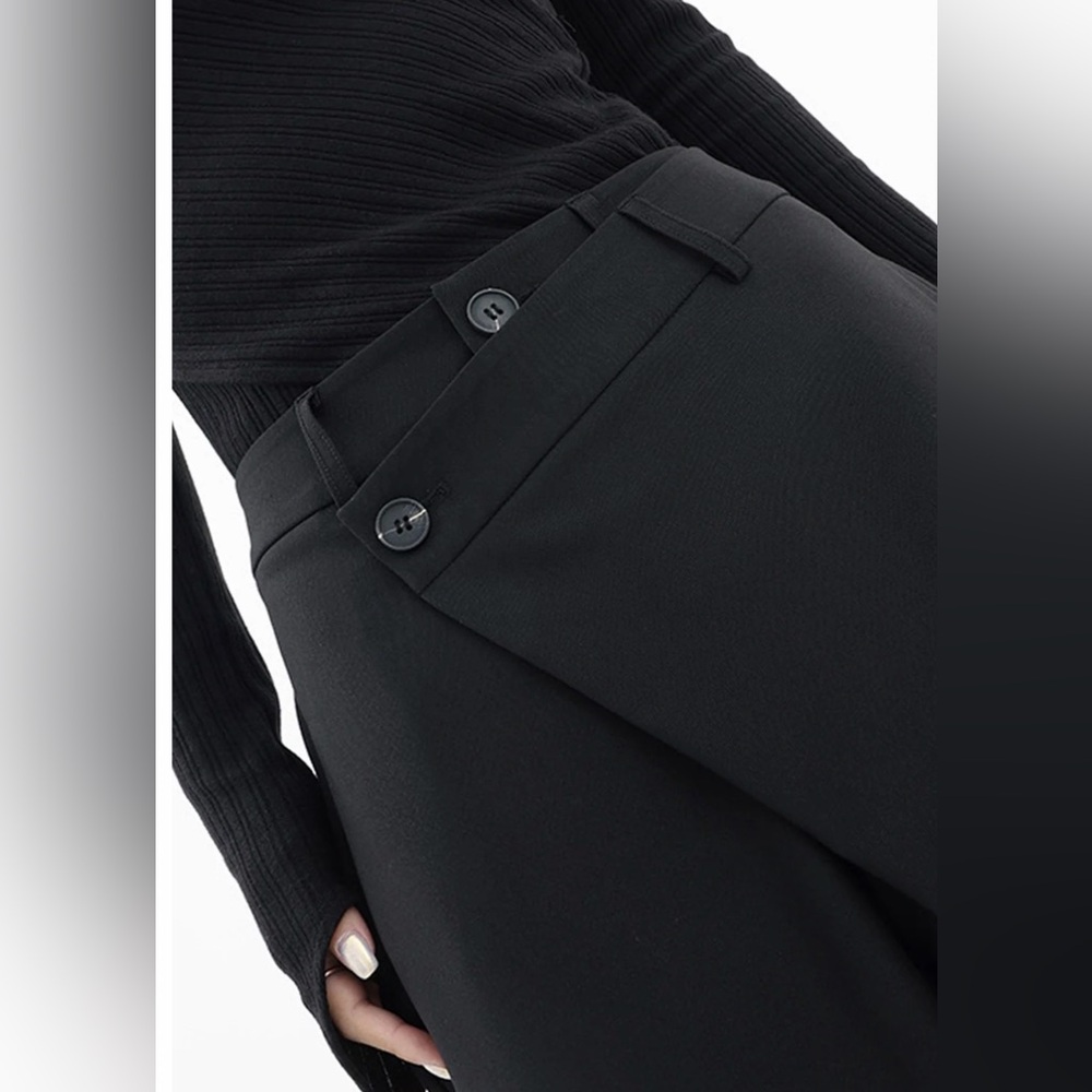 Commense Asymmetrical Layer Button Black Wide-Leg… - image 2